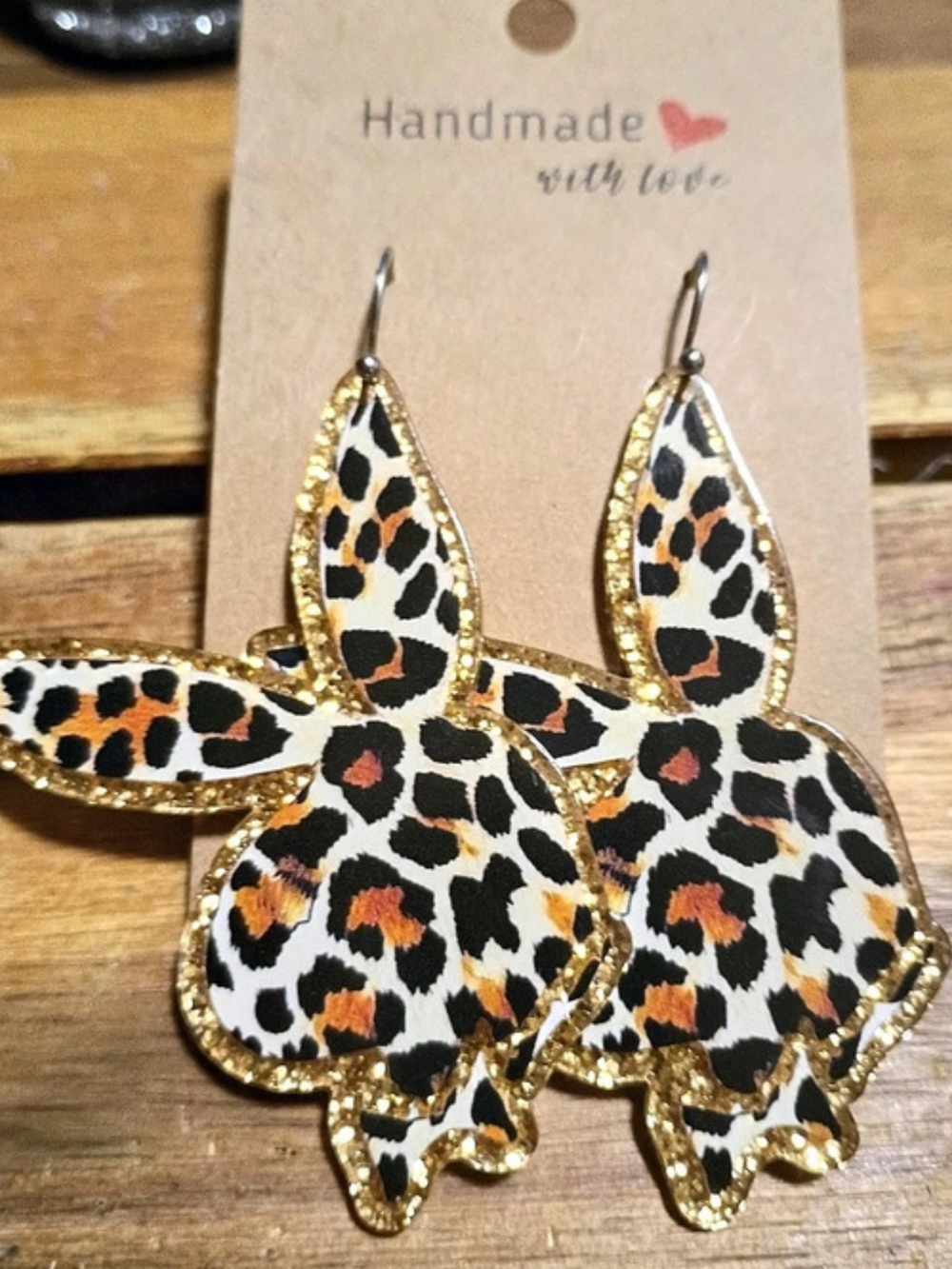 80s Style Playboy Bunny Head Leopard Cheetah Print Fashion Earrings